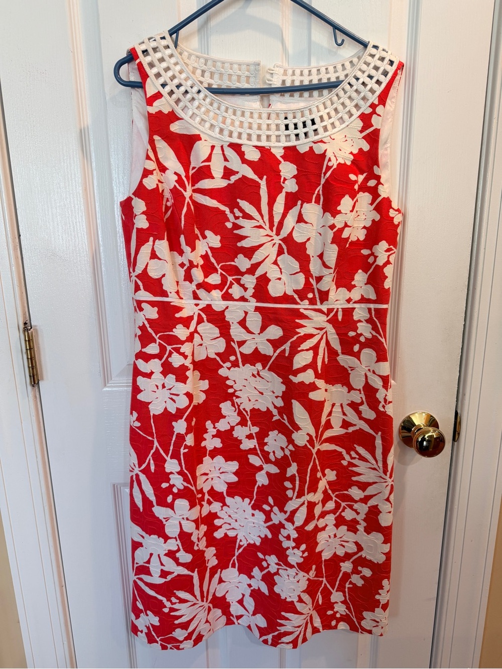 Women’s Sleeveless Coral & White Floral Dress Size 10